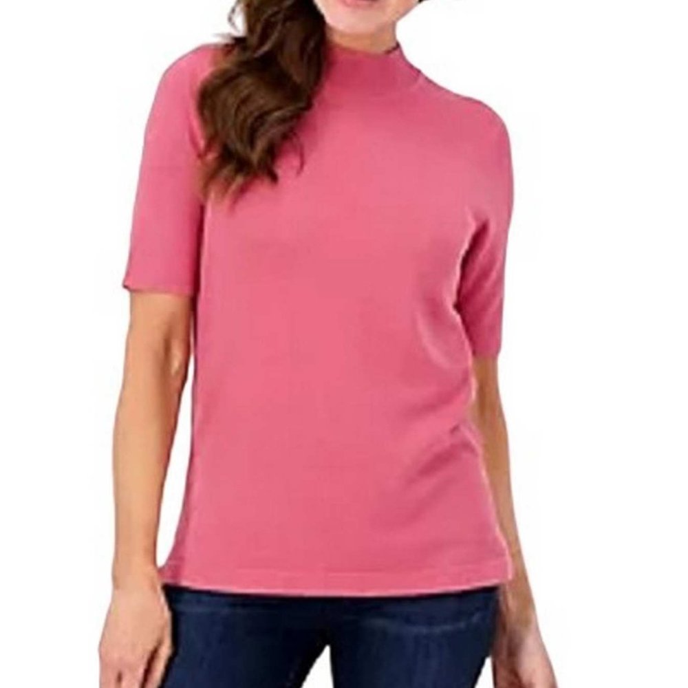 Isaac Mizrahi Live! Mockneck Sweater Pullover with Elbow Sleeve SMALL